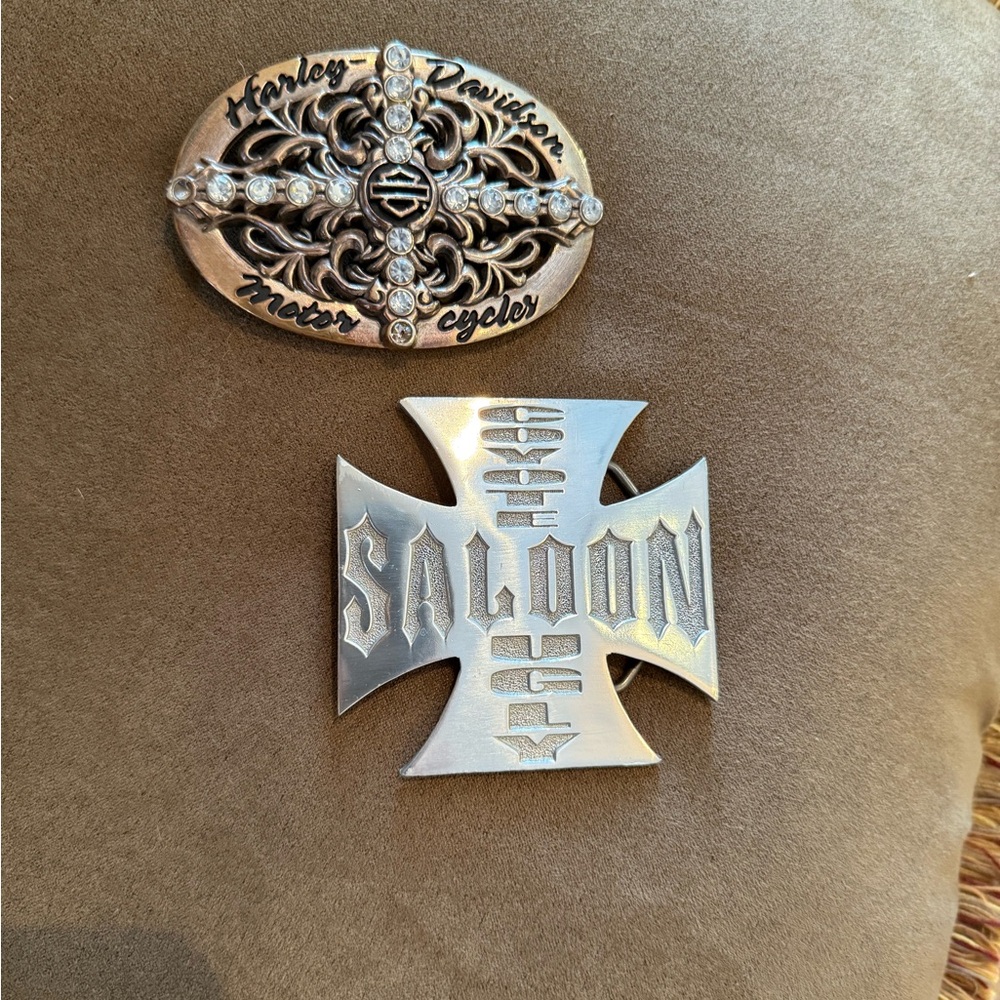 New Coyote Ugly Silver Belt Buckle and Harley Davidson Belt Buckle